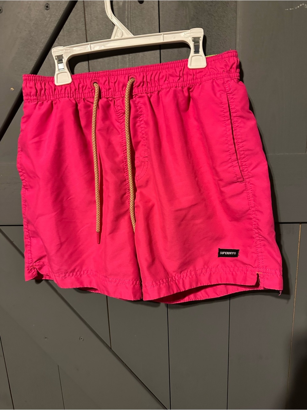 Superdry Essential 16-Inch Swim Shorts Neon Hot Pink Green